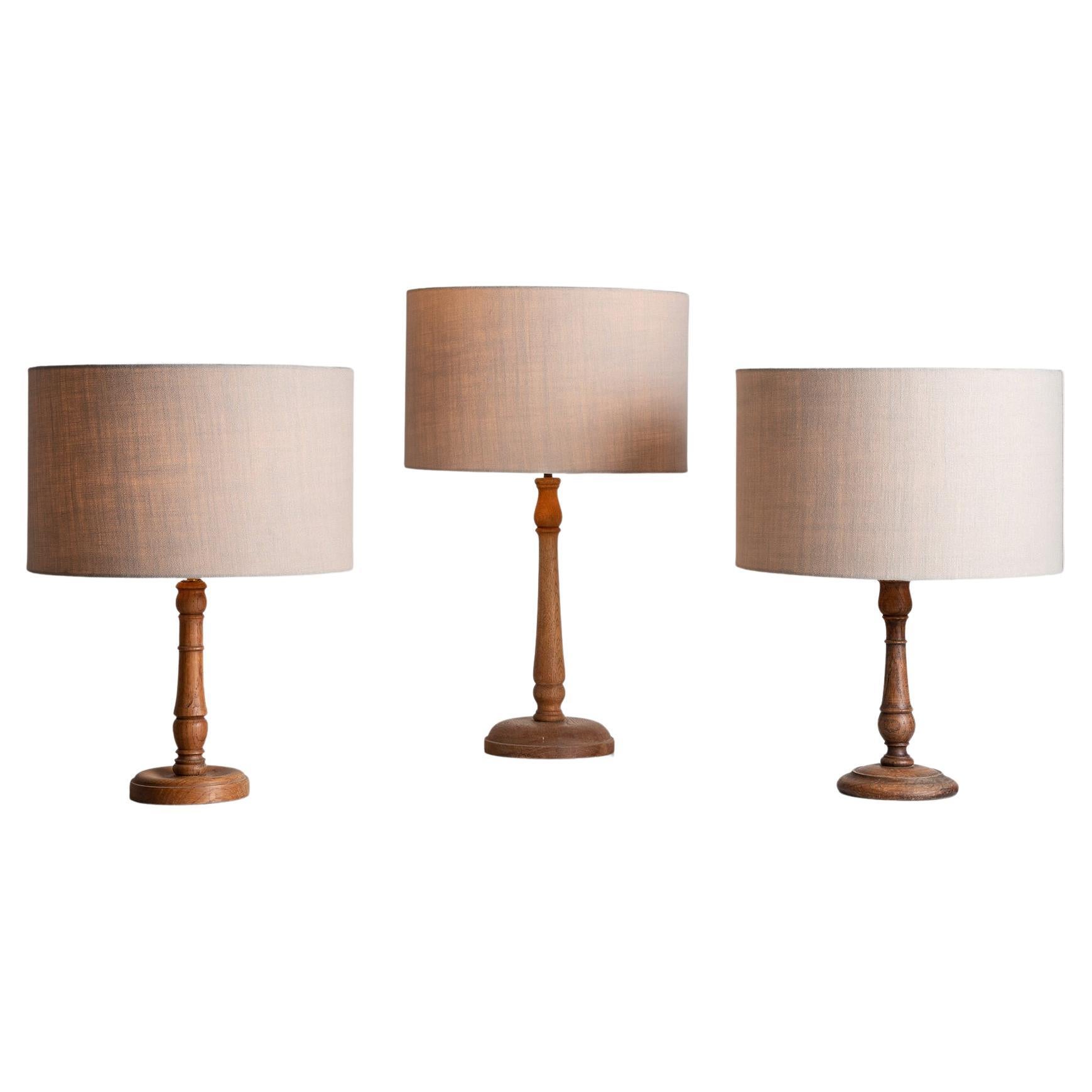 Heals of London Oak Table Lamps, England, circa 1920