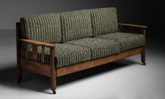 Heals of London Sofa in Chalk Stripe Alpaca, England Circa 1920