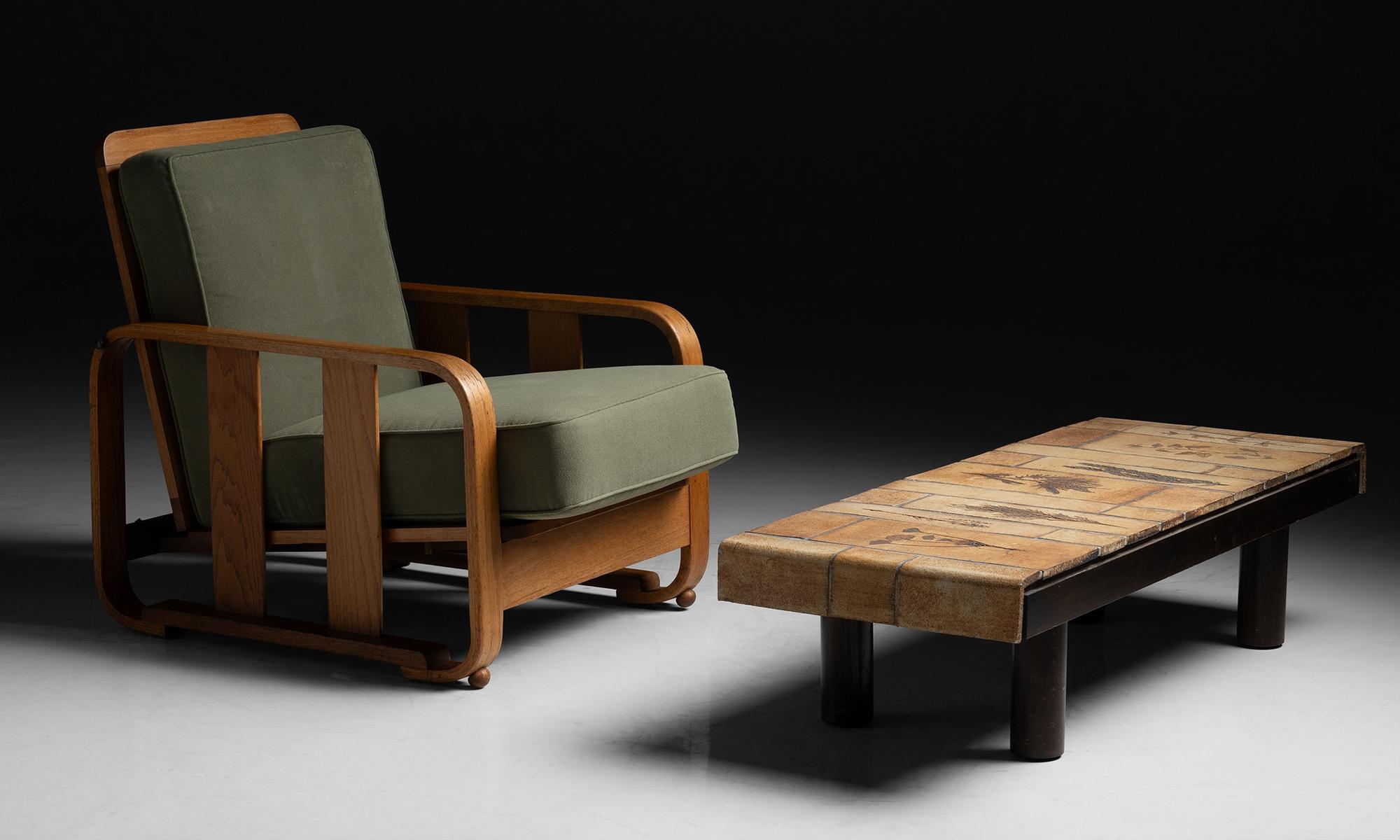 Linen Heals Reclining Lounge Chair For Sale