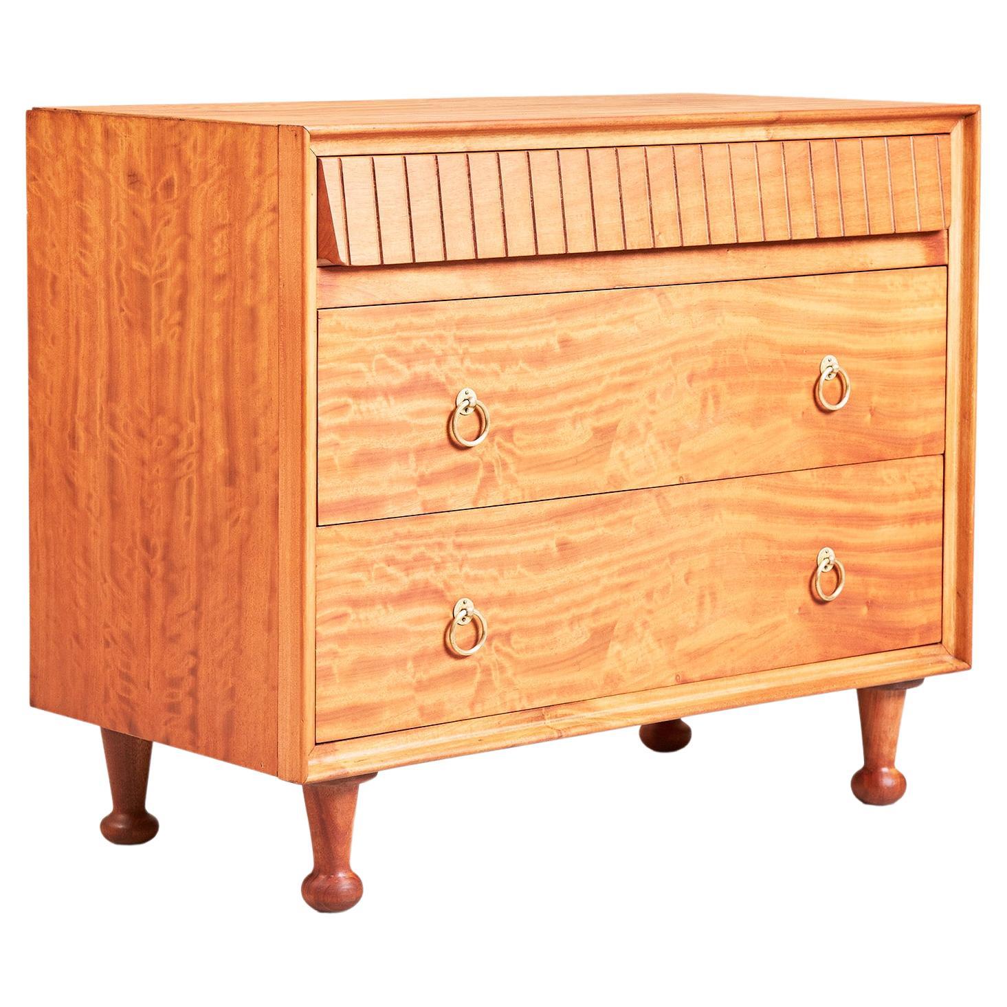 Heals Satinwood Chest of Drawers by A.J. Milne, 1950s For Sale
