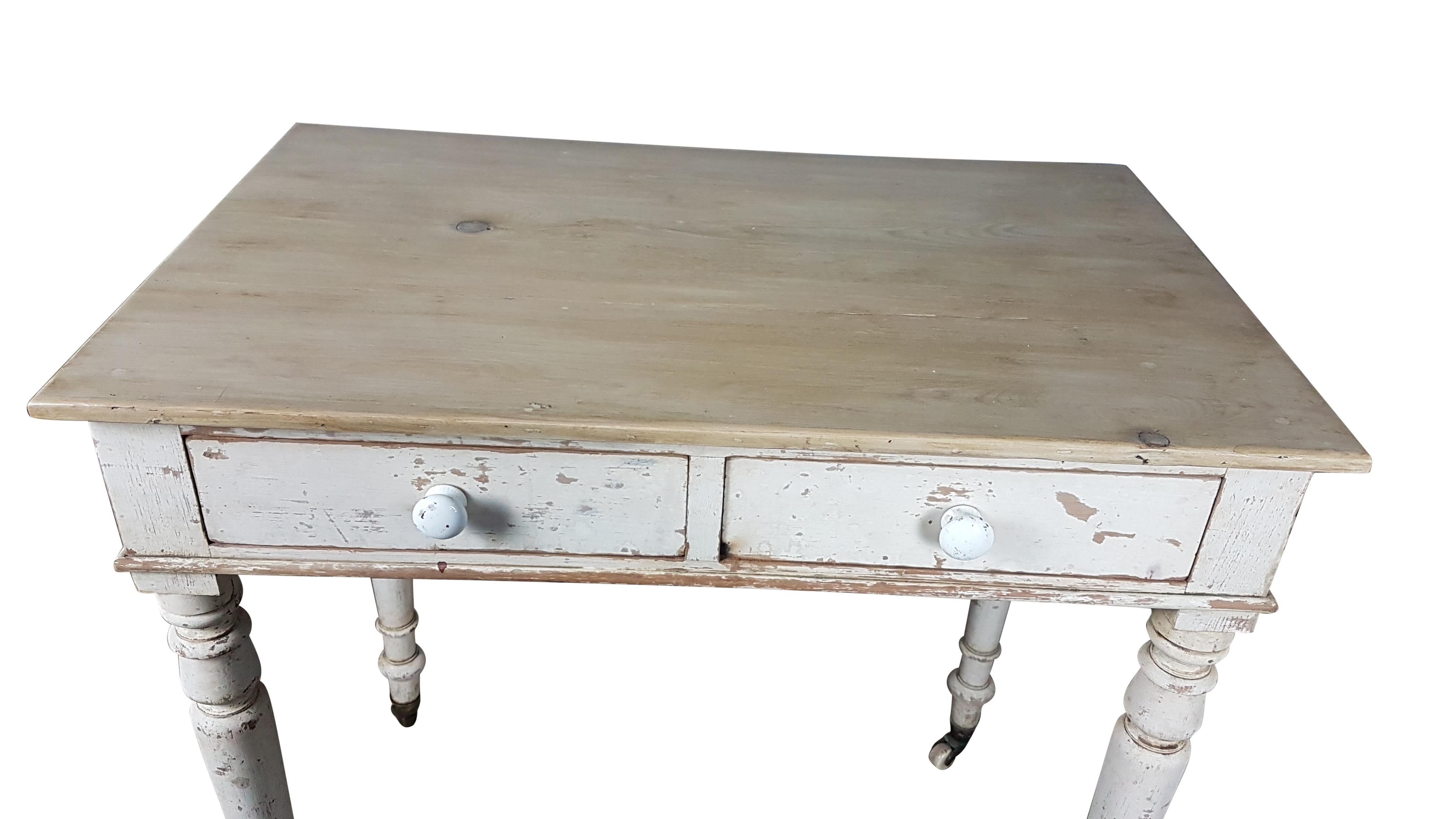 English Heals & Sons Pine Side Table in Original Painted Finish For Sale