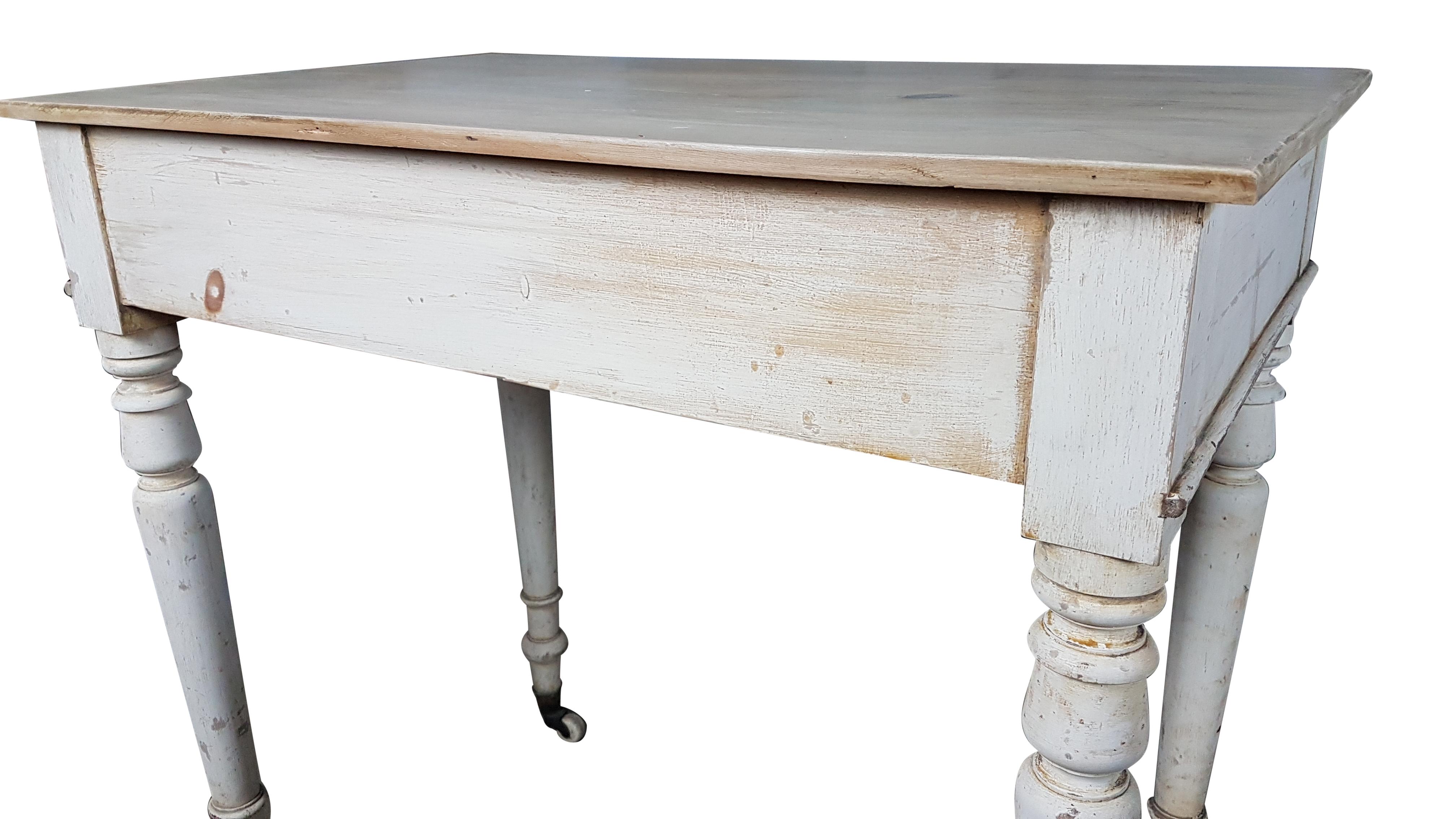 Late 19th Century Heals & Sons Pine Side Table in Original Painted Finish For Sale