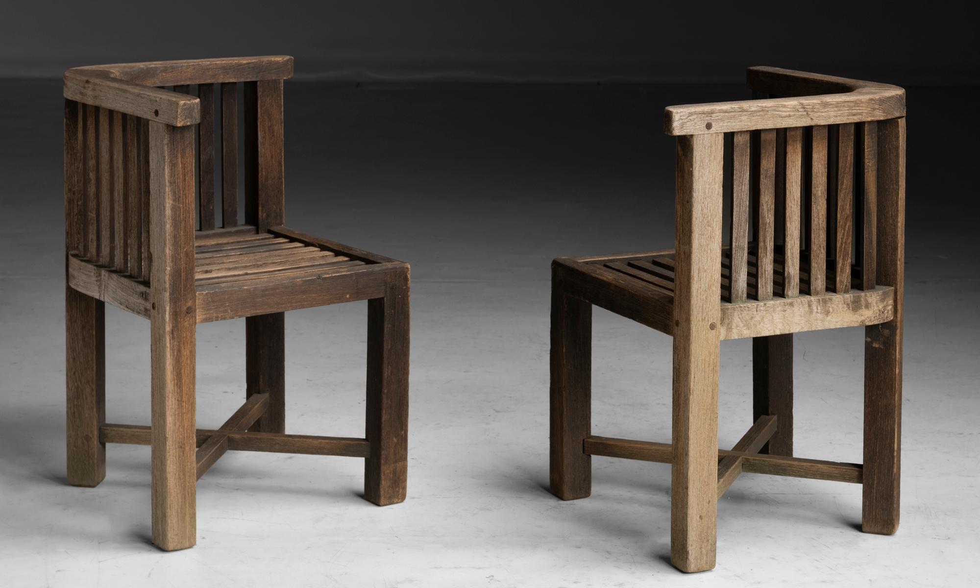 Heals Teak Garden Dining Table + Chairs, England circa 1920 2