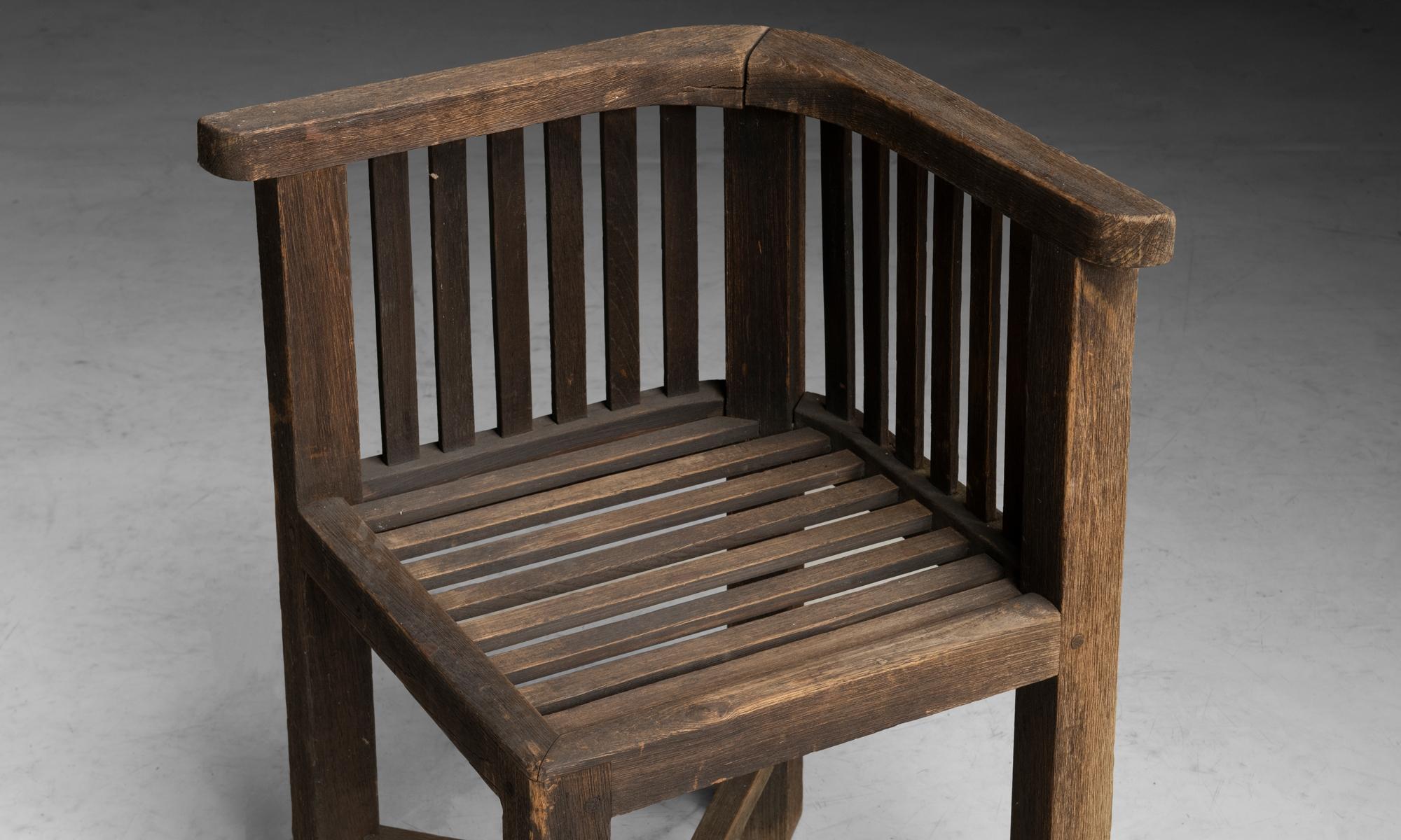 Heals Teak Garden Dining Table + Chairs, England circa 1920 3