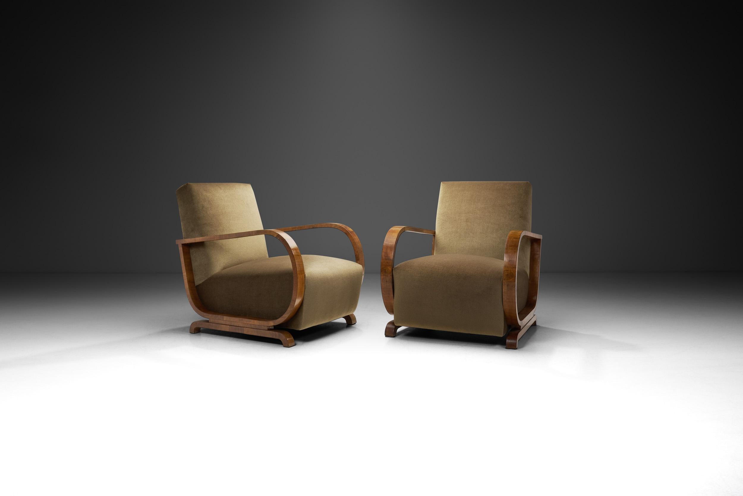 Art Deco was an era defining movement in furniture design. These Art Deco chairs were created during an age of aesthetic creativity, and instantly recognizable design. As these armchairs show, European furniture designers’ artistic approach was