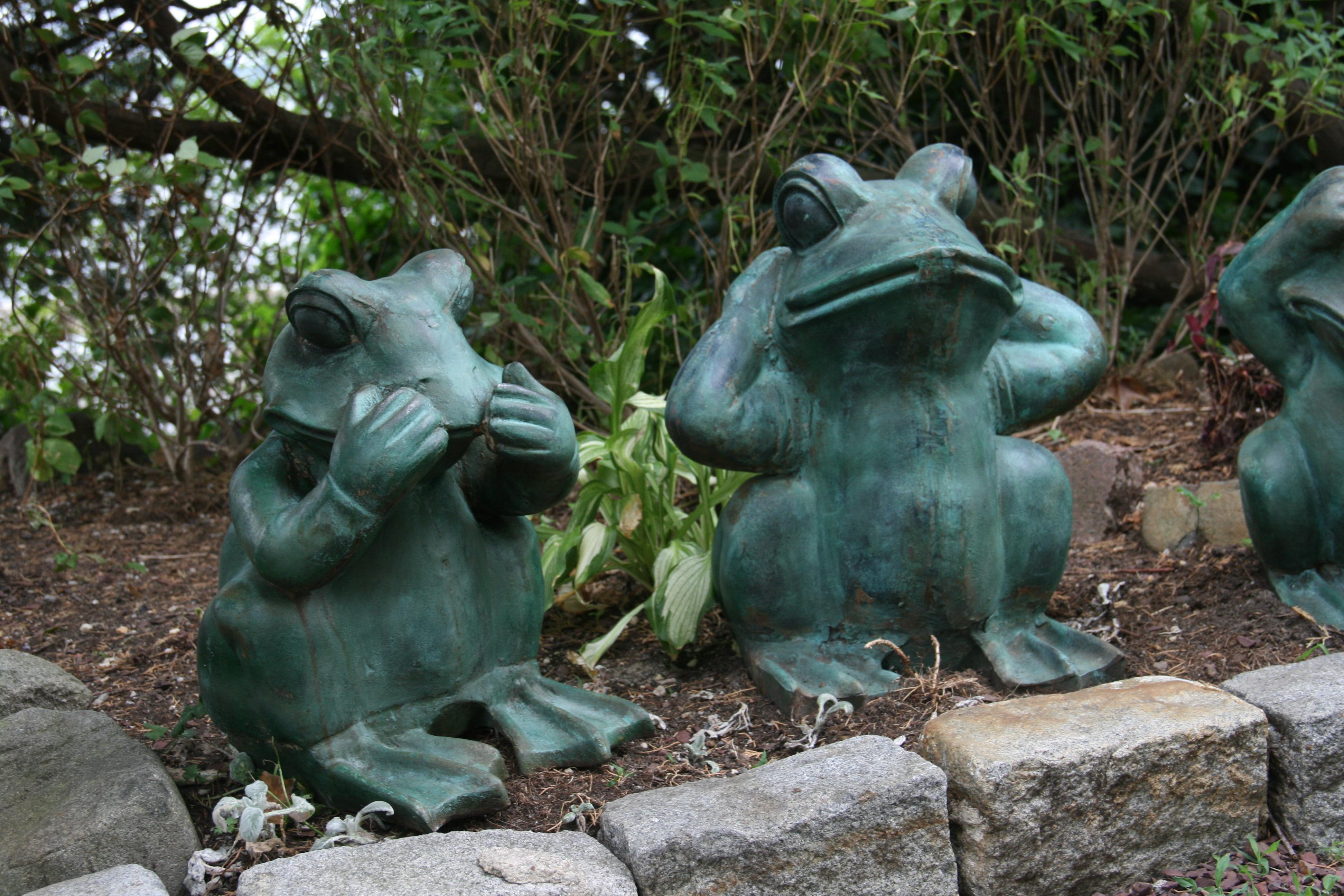 Hear, See, Speak No Evil Custom Made Set of Oversized Garden Frog Ornaments 7