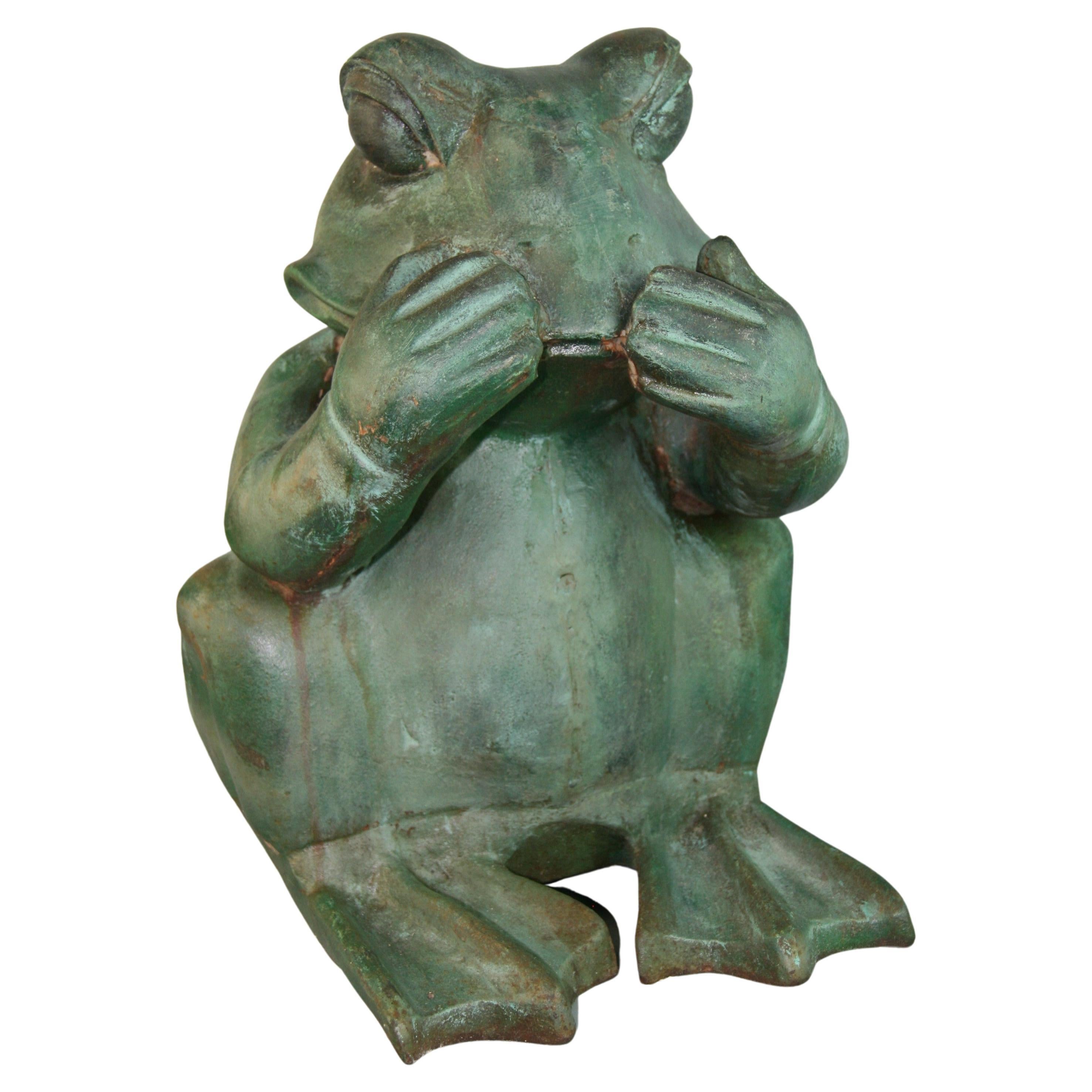 Mid-20th Century Hear, See, Speak No Evil Custom Made Set of Oversized Garden Frog Ornaments