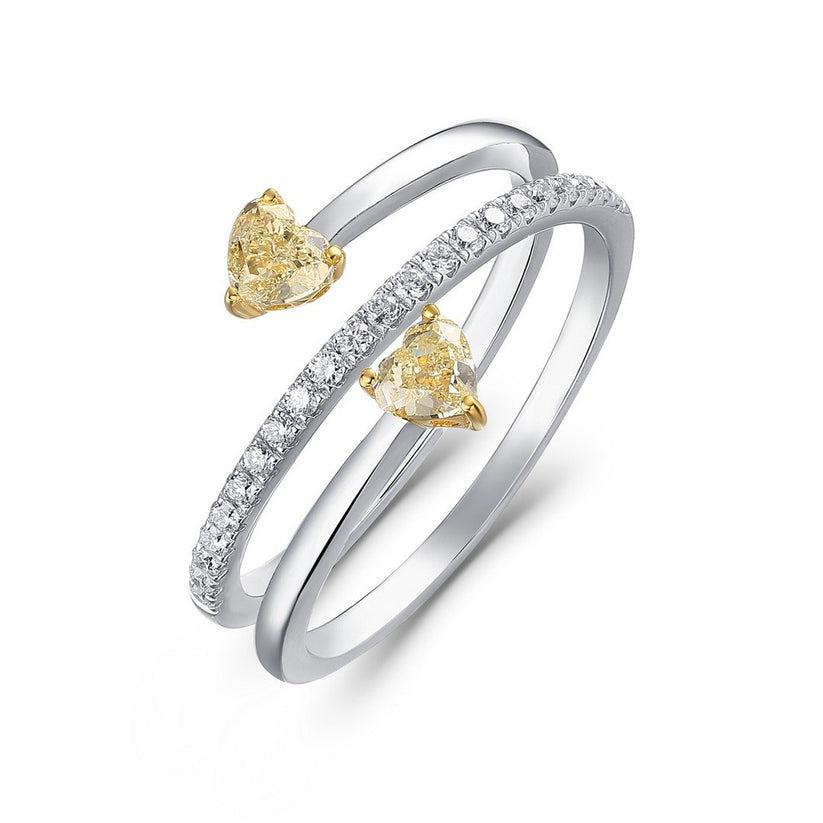 En vente :  Bague croisée en or blanc 14K (ou 18k sur demande) avec diamant en forme de cœur 4