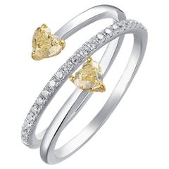Bague croisée en or blanc 14K (ou 18k sur demande) avec diamant en forme de cœur