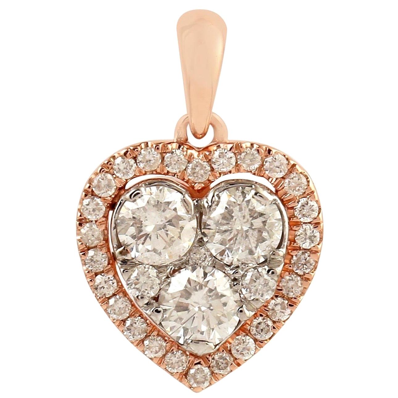 Collar Colgante Corazón Diamante Oro 18 Kilates