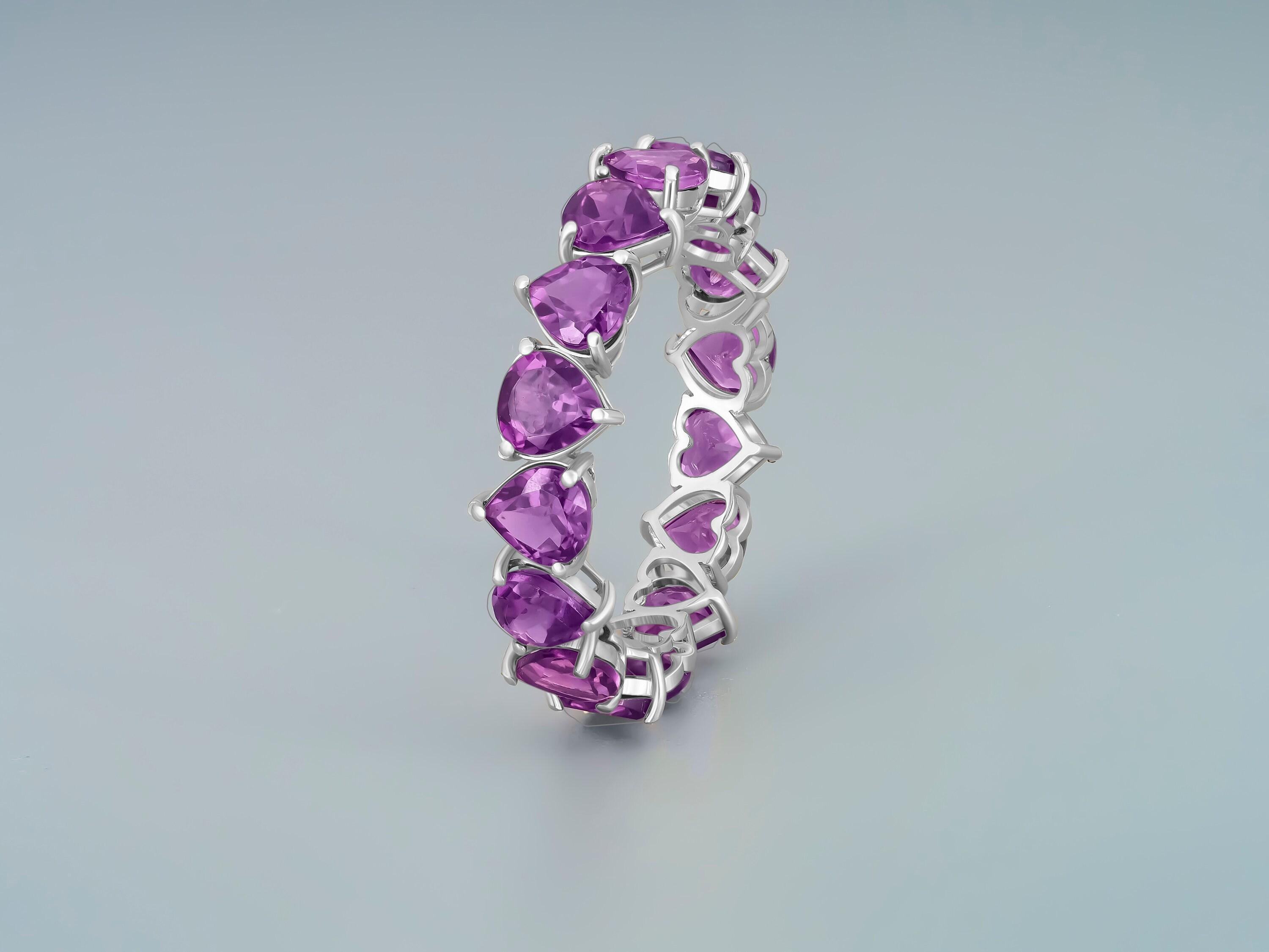 Im Angebot: Heart Amethyst Eternity Ring () 3