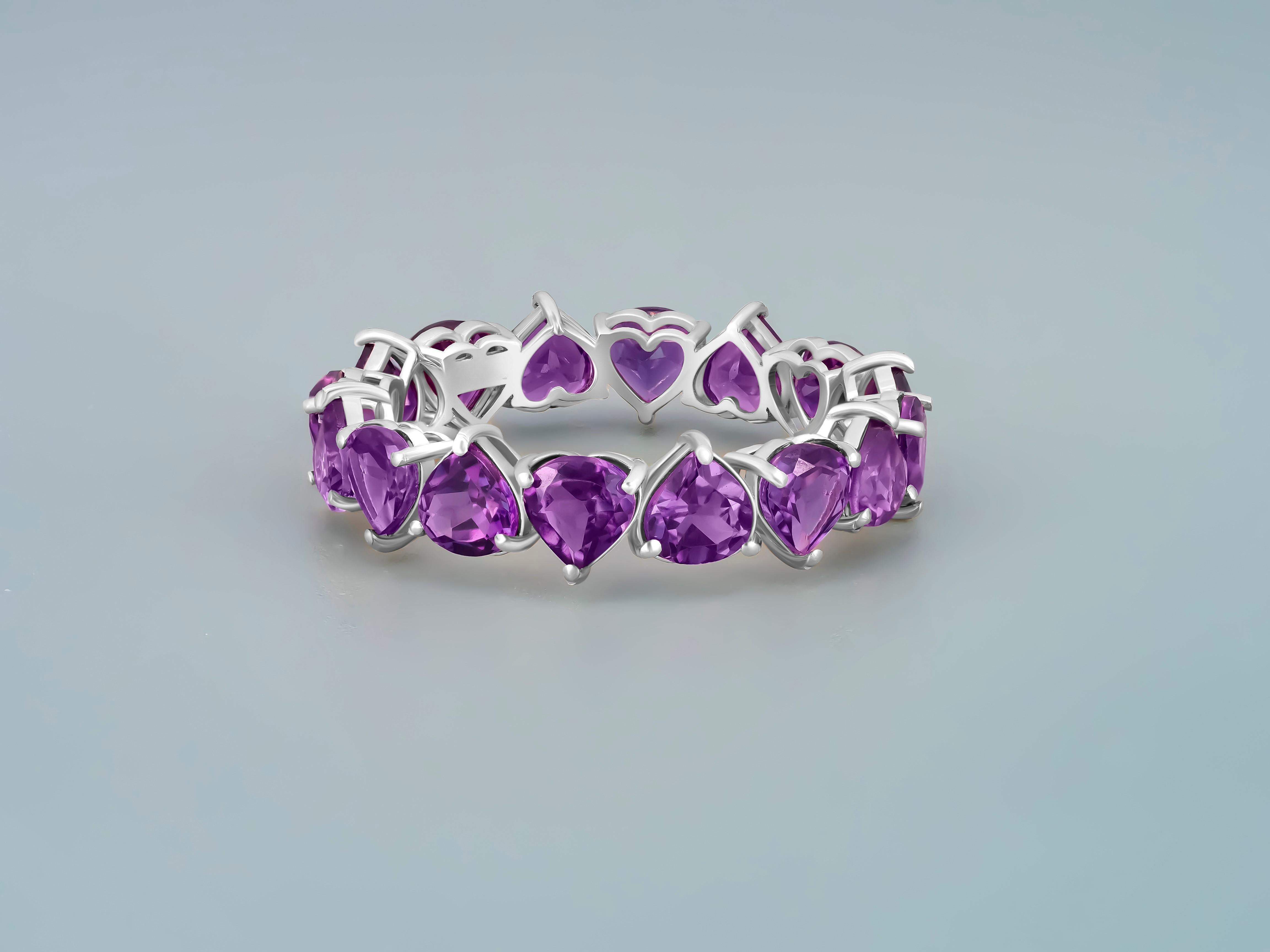 Im Angebot: Heart Amethyst Eternity Ring () 4