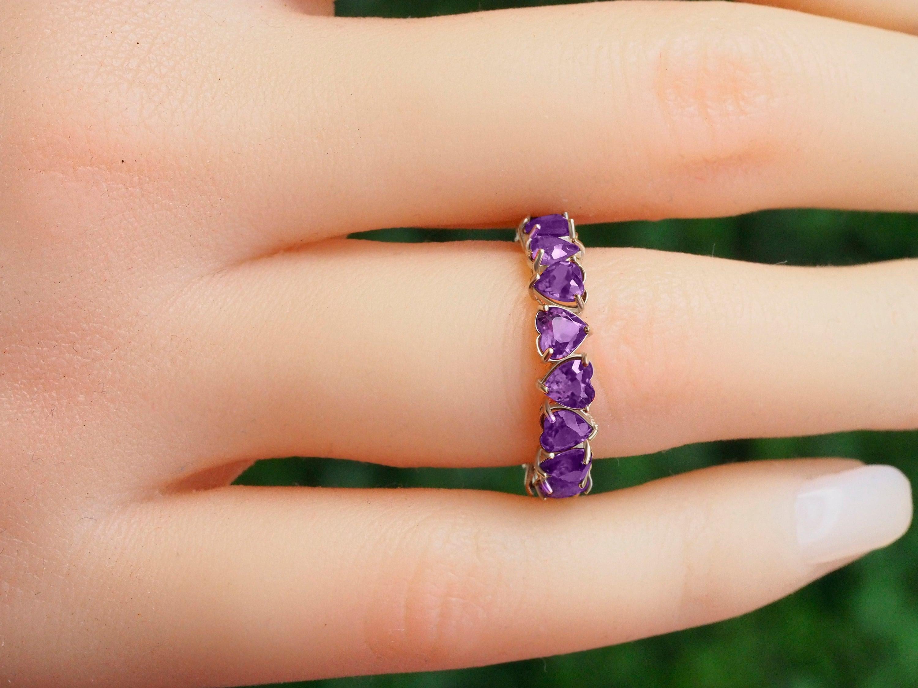 Im Angebot: Heart Amethyst Eternity Ring () 5