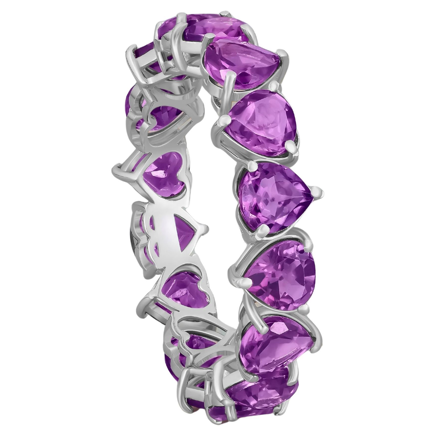 Heart Amethyst Eternity Ring