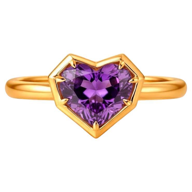 Heart amethyst ring in 14k gold