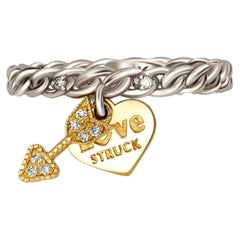 Retro Heart and arrow 14k gold ring with diamonds. 