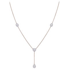 Heart and Pear Diamond Necklace Set in 18K Rose Gold IGI Certified