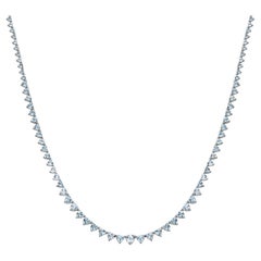 Nina Zhou Heart Aquamarine Riviera Graduated Tennis Necklace in White Gold