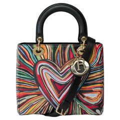 "Heart" Art Lady Dior Medium handbag strap in leather, GHW