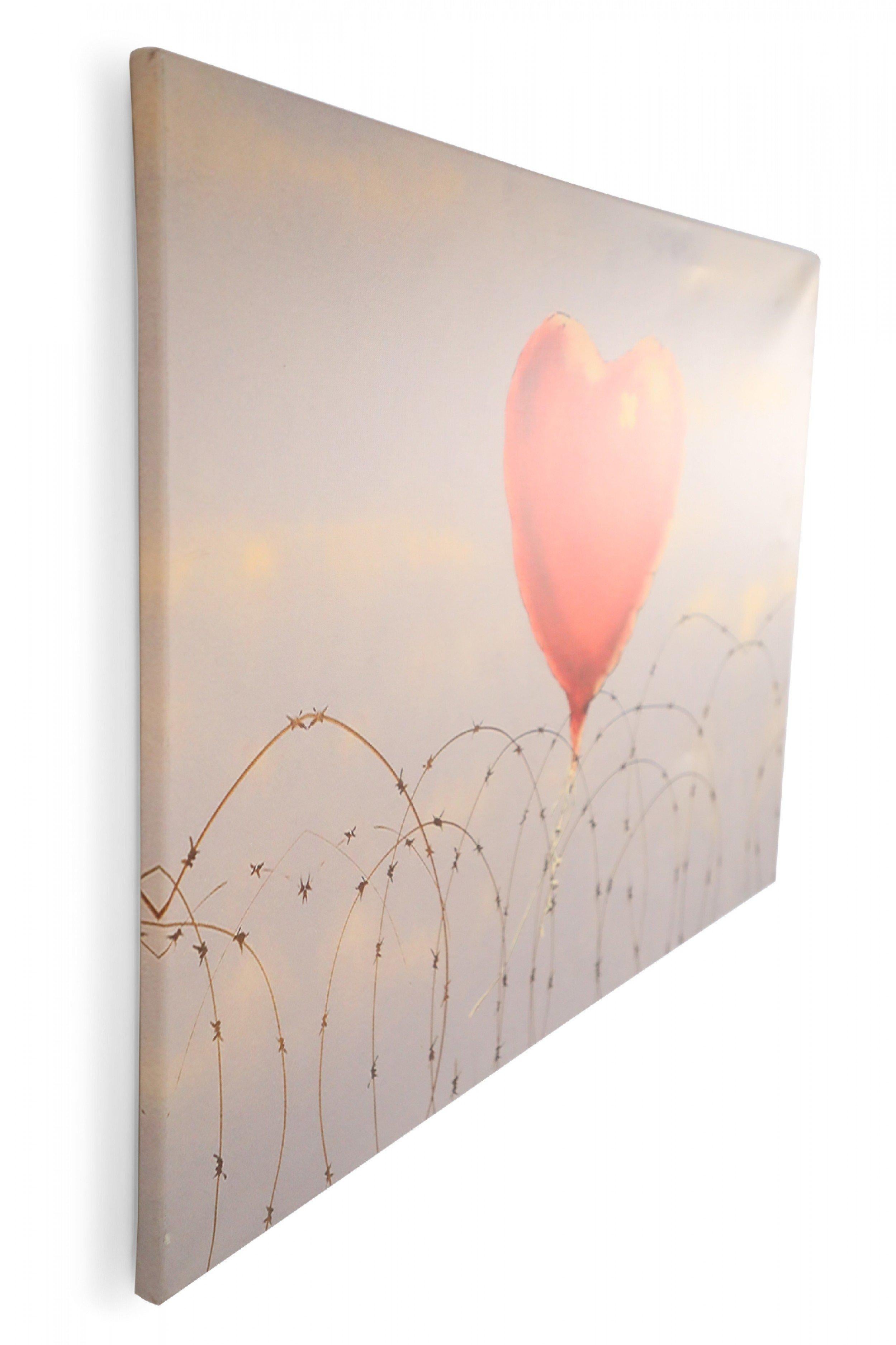 Mid-Century Modern Heart Balloon on Barbed Wire Giclee Canvas Print For Sale