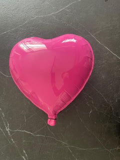 Heart Balloon Sculpture, Magenta Pink Large Statement Ceramic Wall Art Decor