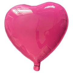 Heart Balloon Sculpture, Magenta Pink Large Statement Ceramic Wall Art Decor