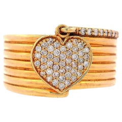 Heart Band Ring in 18kt yellow Gold with Diamonds