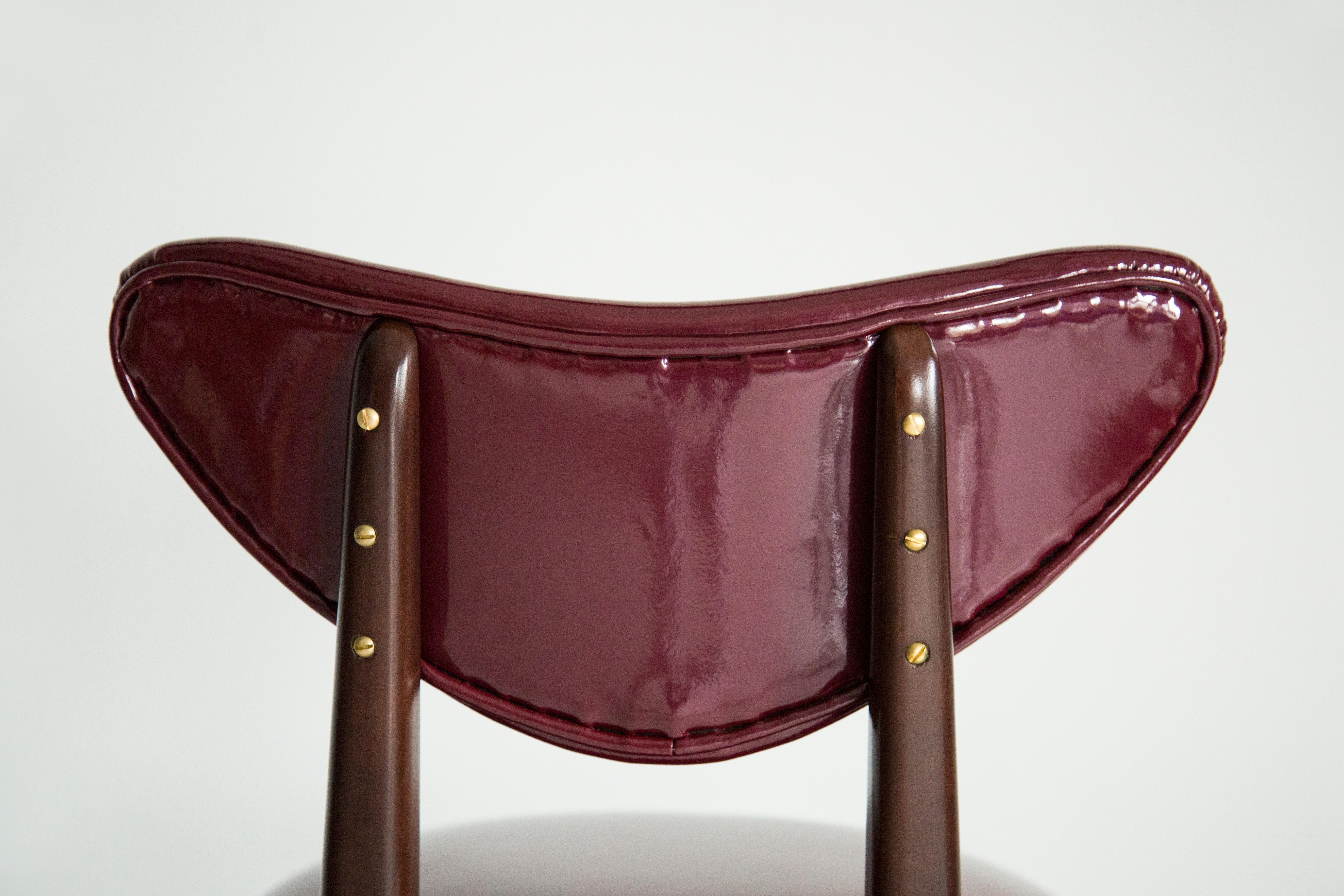 Heart Bar Stool Chair, Burgundy Faux Leather, by Vintola Studio, Europe, Poland. For Sale 3