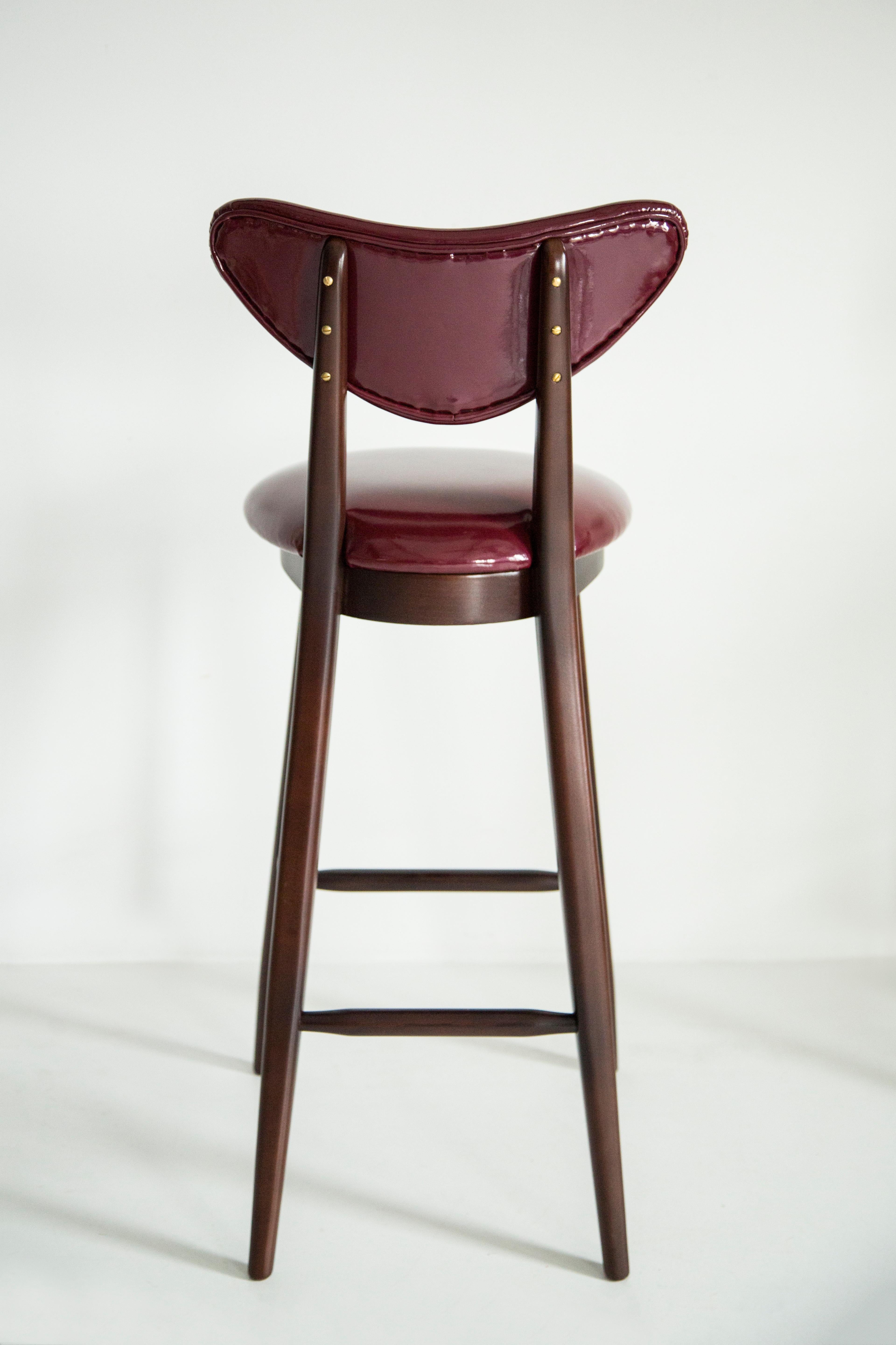 Heart Bar Stool Chair, Burgundy Faux Leather, by Vintola Studio, Europe, Poland. For Sale 2