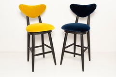 Heart Bar Stool Chair, Navy Blue Alpaca Alto, by Vintola Studio, Europe, Poland.