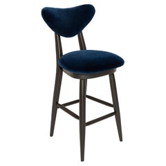 Heart Bar Stool Chair, Navy Blue Alpaca Alto, by Vintola Studio, Europe, Poland.