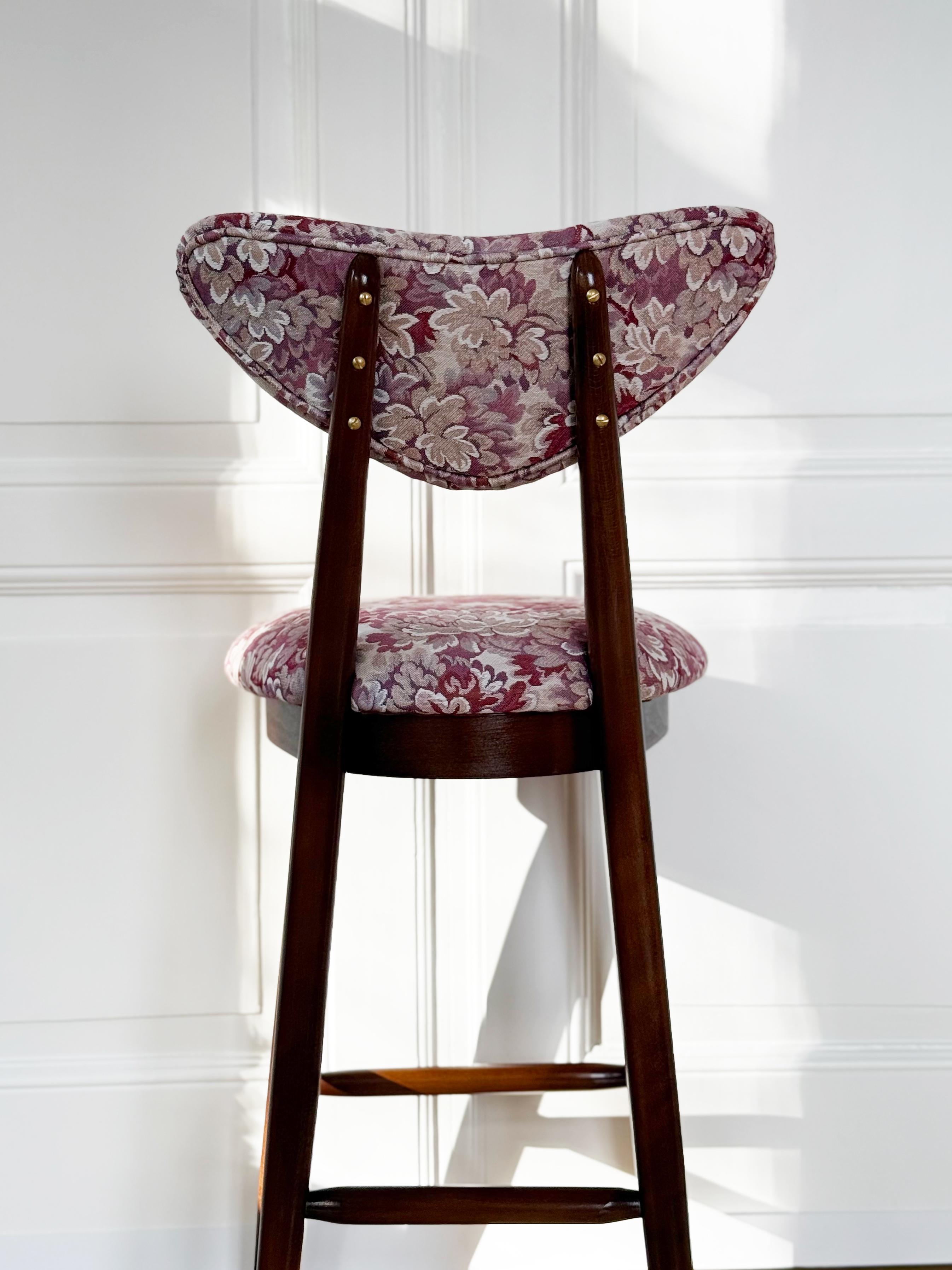 Sedia Heart Bar Stool, Jacquard Fiori Rosa, di Vintola Studio in vendita 3