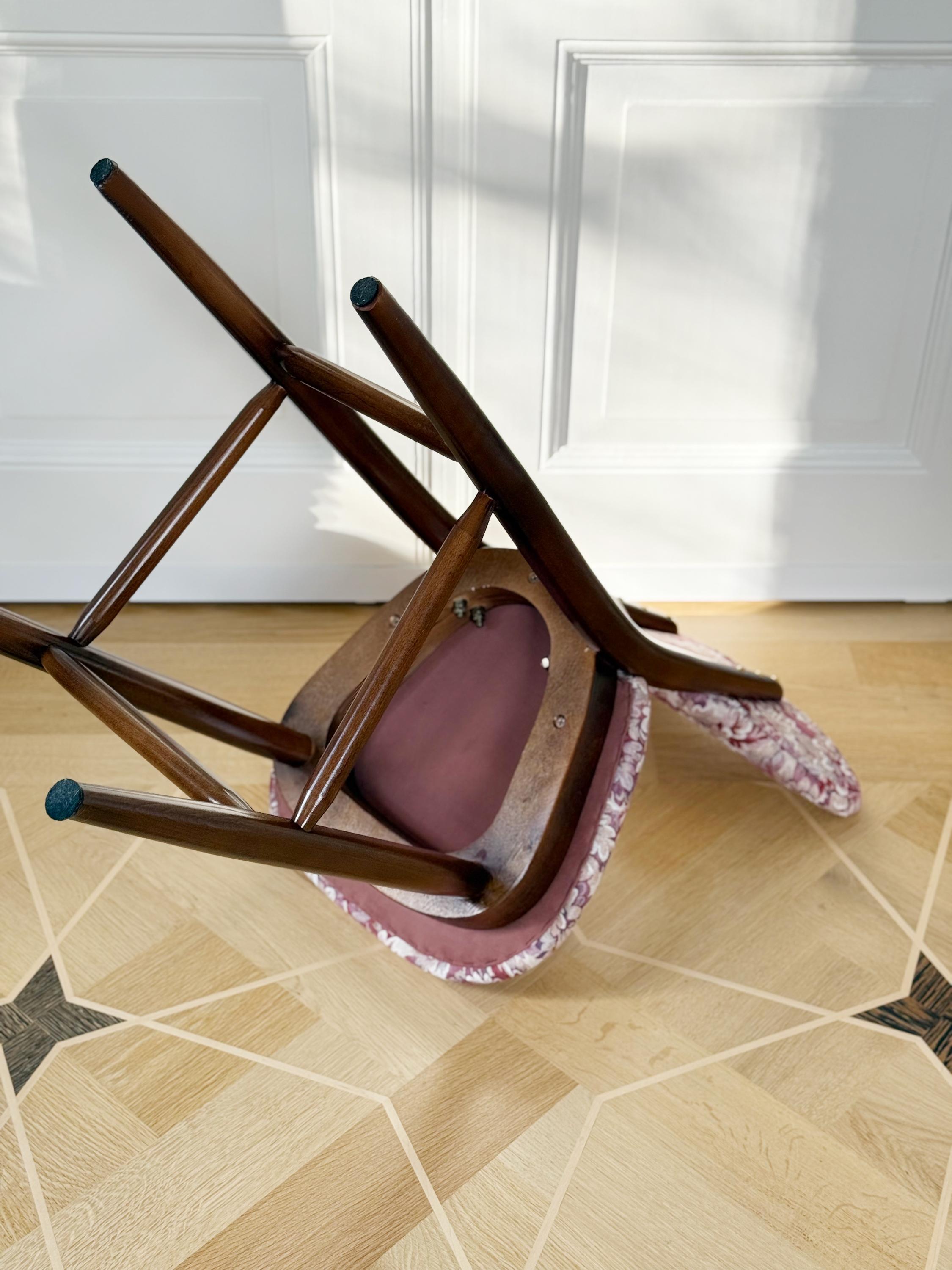 Sedia Heart Bar Stool, Jacquard Fiori Rosa, di Vintola Studio in vendita 6