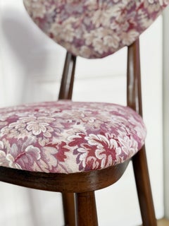 Heart Bar Stool Chair, Pink Flowers Jacquard, by Vintola Studio