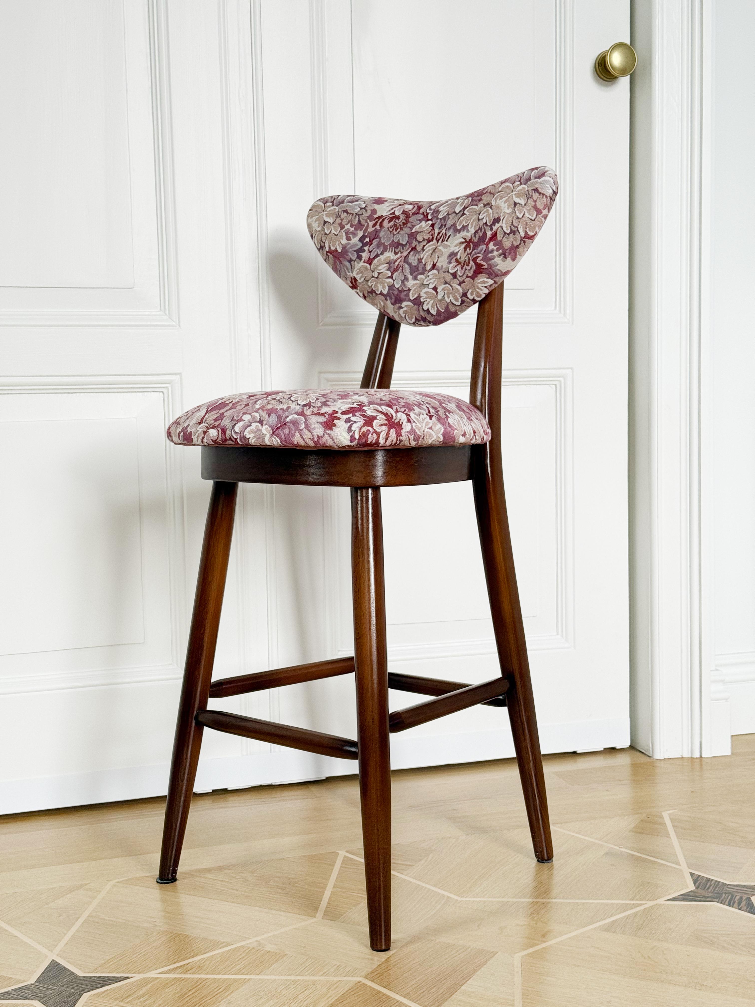Polacco Sedia Heart Bar Stool, Jacquard Fiori Rosa, di Vintola Studio in vendita