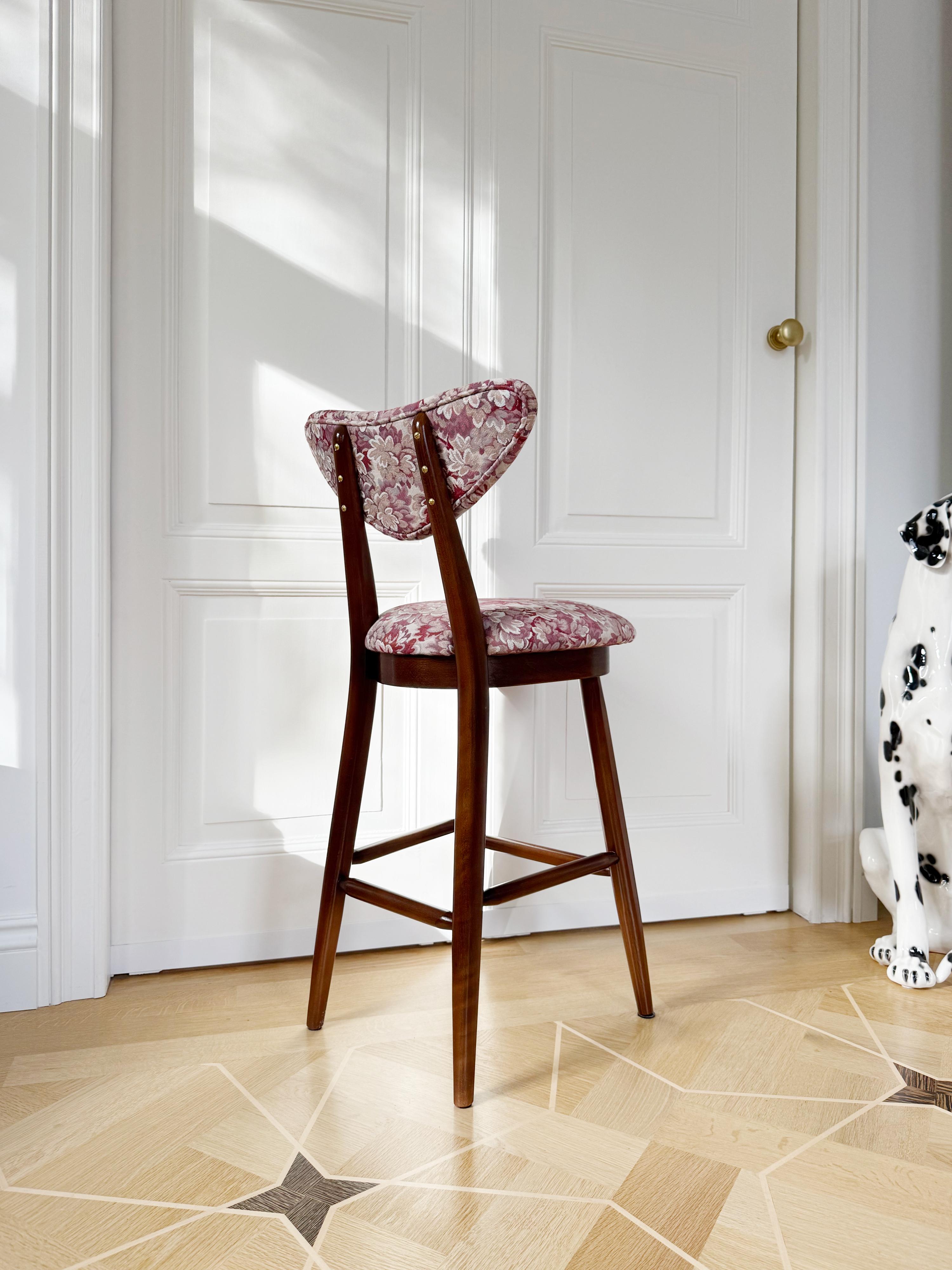 Sedia Heart Bar Stool, Jacquard Fiori Rosa, di Vintola Studio in vendita 1