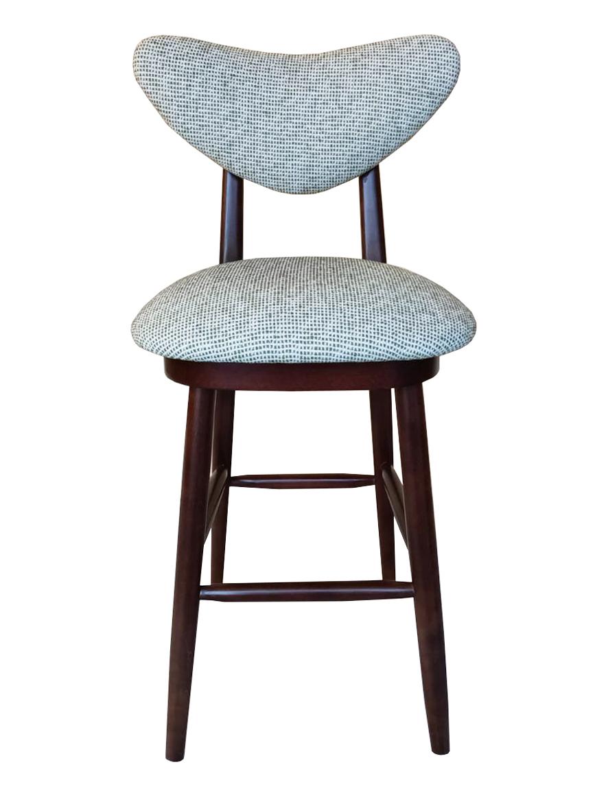 Polonais Chaise tabouret de bar Heart, tissu blanc et vert, par Vintola Studio, Europe. en vente