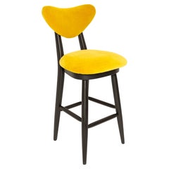 Heart Bar Stool Chair, Yellow Alpaca Alto, by Vintola Studio, Europe, Poland.