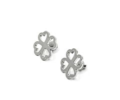 Heart Blossom Stud Earrings in Platinum