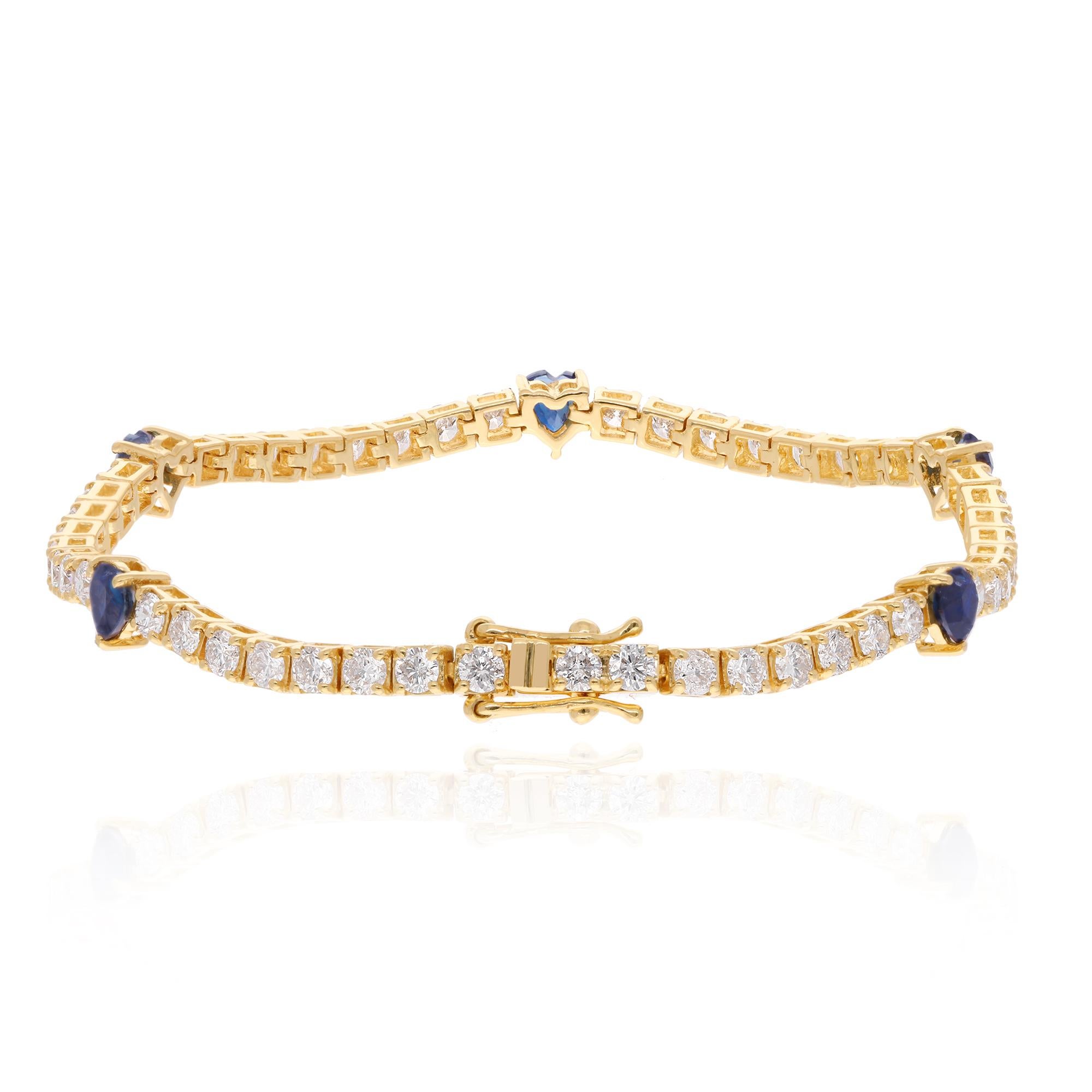 Item Code :- SJEBR-6120
Gross Wt. :- 7.83 gm
18k Yellow Gold Wt. :- 7.02 gm
Natural Diamond Wt. :- 2.50 Ct. ( AVERAGE DIAMOND CLARITY SI1-SI2 & COLOR H-I )
Blue Sapphire Wt. :- 1.55 Ct.
Bracelet Length :- 7 Inches

✦ Sizing
.....................
We