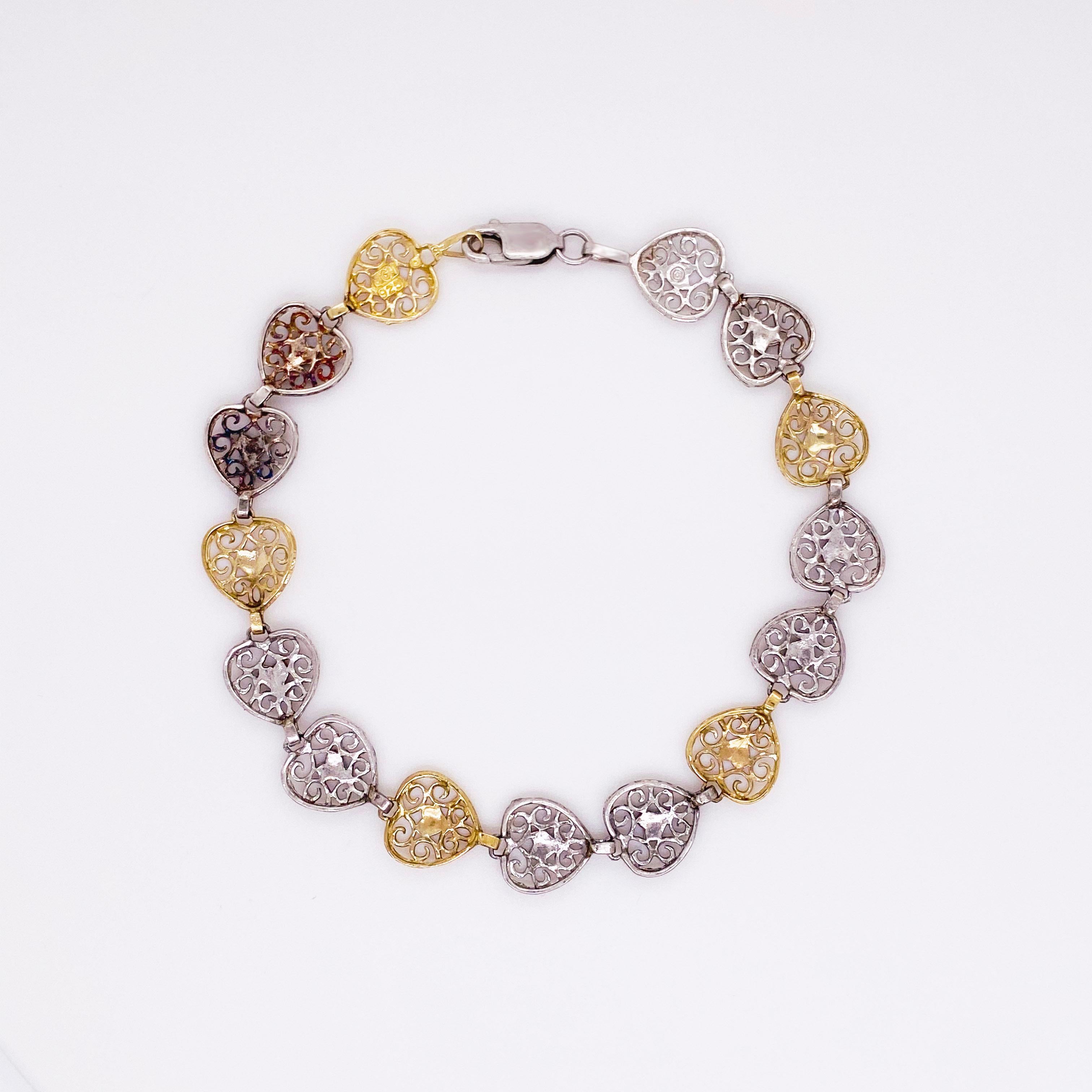 gold and silver heart bracelet
