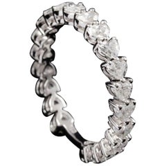 Used Heart Brilliant Diamond 0.10 Carat Each Eternity Ring in 18 Karat Gold