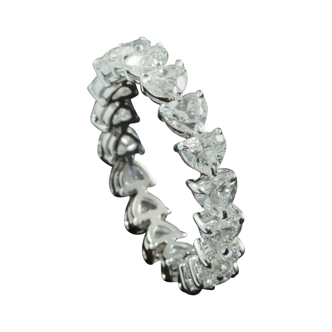 For Sale:  Heart Brilliant Diamond 0.20 Carat Each Eternity Ring in 18 Karat Gold 2