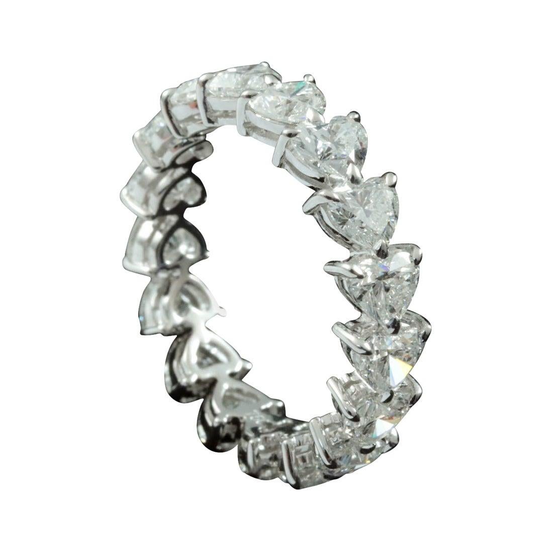 For Sale:  Heart Brilliant Diamond 0.25 Carat Each Stone Eternity Ring in 18 Karat Gold 2