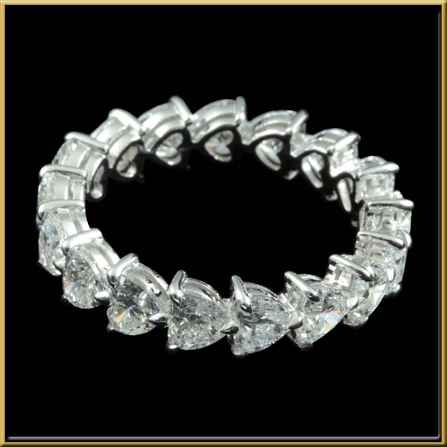 For Sale:  Heart Brilliant Diamond 0.25 Carat Each Stone Eternity Ring in 18 Karat Gold 4