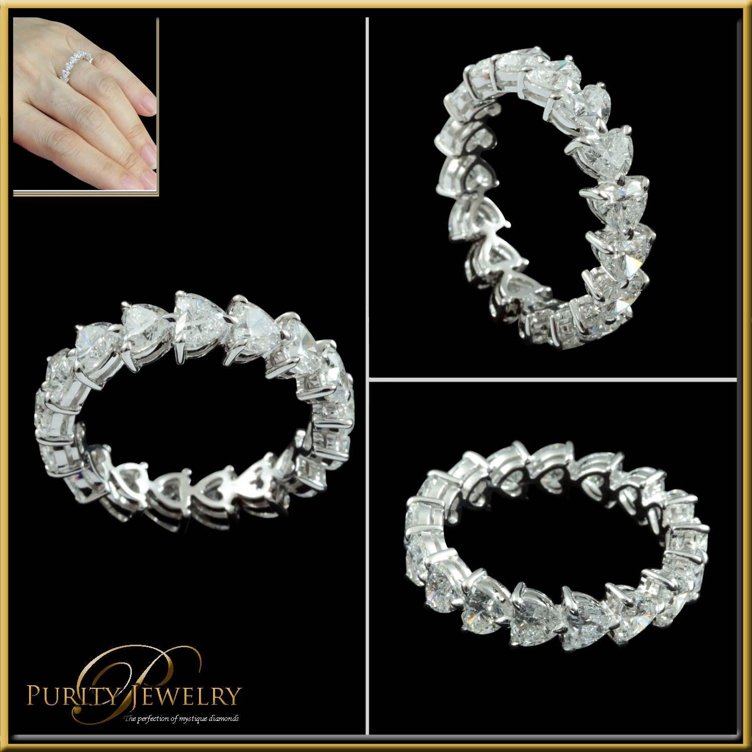 For Sale:  Heart Brilliant Diamond 0.25 Carat Each Stone Eternity Ring in 18 Karat Gold 5