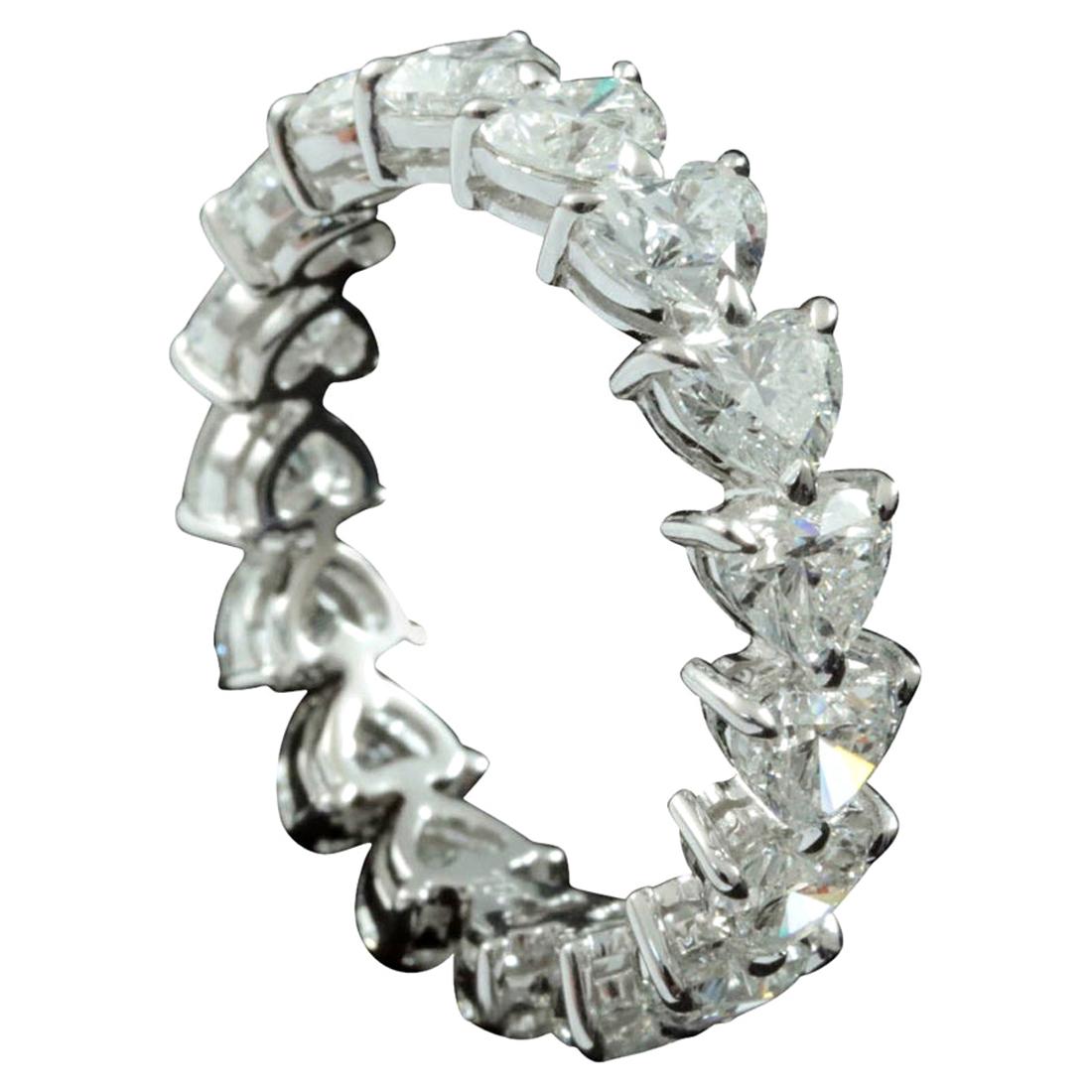 For Sale:  Heart Brilliant Diamond 0.25 Carat Each Stone Eternity Ring in 18 Karat Gold