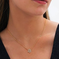 0.34ct Diamond Heart Center Star of David 14K Gold Necklace