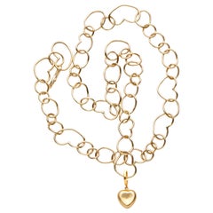 Heart Chain Necklace 18 Karat Yellow Gold