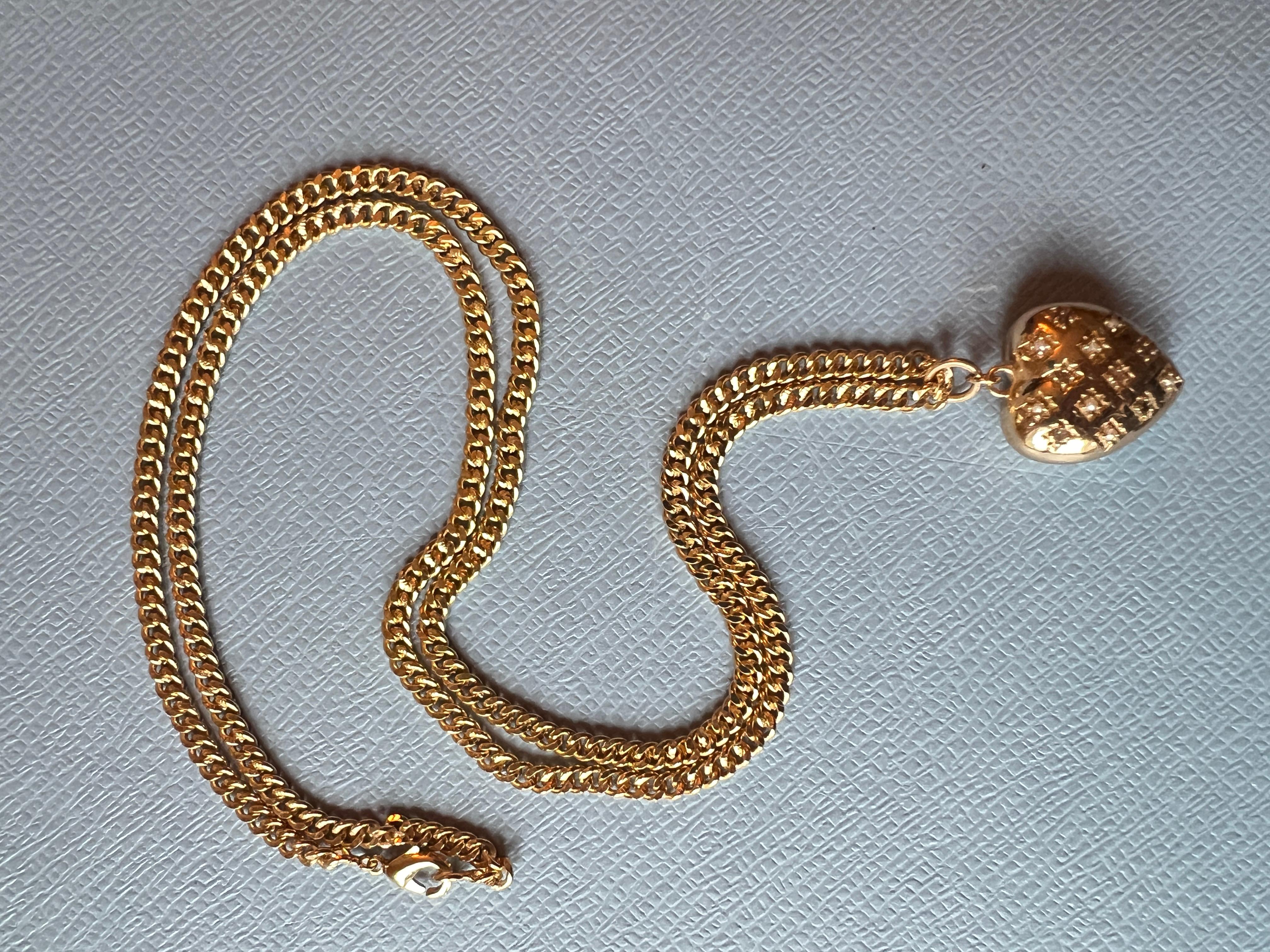 Heart Chain Necklace White Diamond White Pearl Victorian Style Puffy Heart For Sale 5